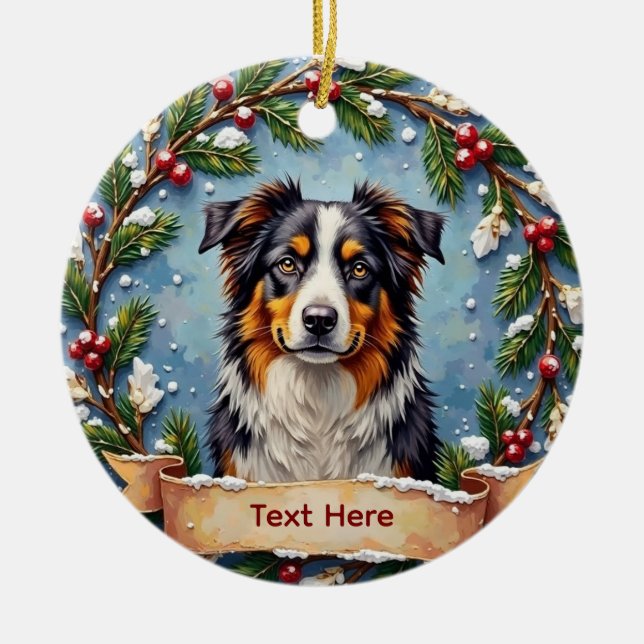 Australian Shepherd Christmas Ornament (Front)