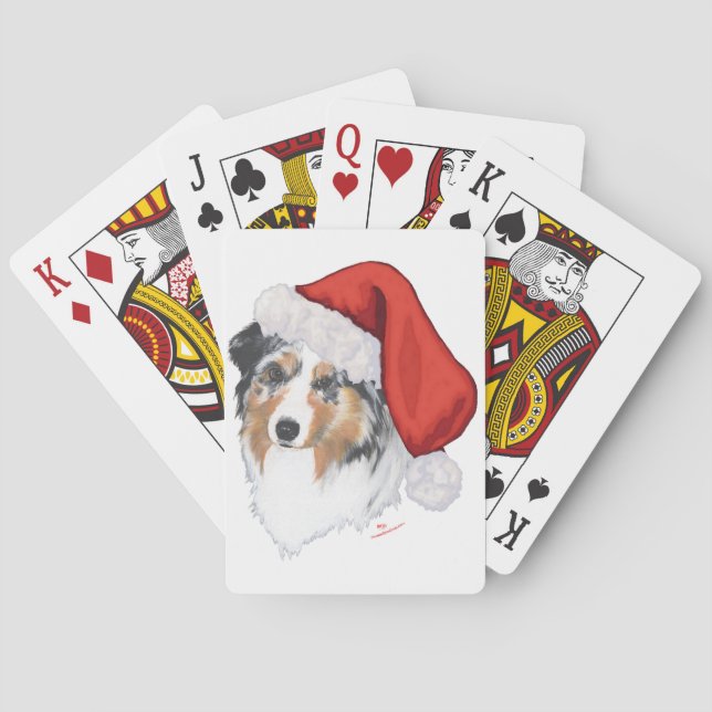 Australian Shepherd Christmas Playing Cards (Back)