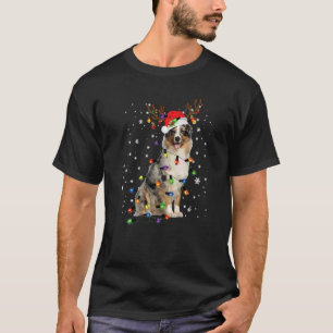 Australian Shepherd Christmas Reindeer Santa Hat P T-Shirt