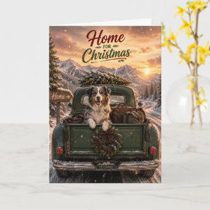 Australian Shepherd Christmas Road Trip Card