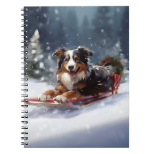 Australian Shepherd Christmas snow winter Notebook