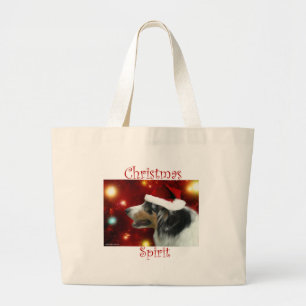 Australian Shepherd Christmas Spirit Large Tote Bag