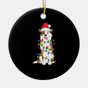 Australian Shepherd Christmas Tree Light Aussie Xm Ceramic Ornament