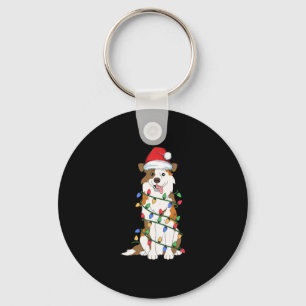 Australian Shepherd Christmas Tree Light Aussie Xm Key Ring