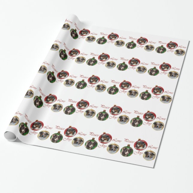 Australian Shepherd Christmas Wrapping Paper (Unrolled)
