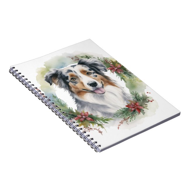 Australian Shepherd Christmas Wreath Festive Pup  Notebook (Right Side)