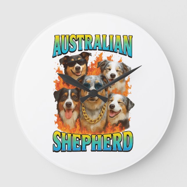 Australian Shepherd Copy Large Clock (Front)