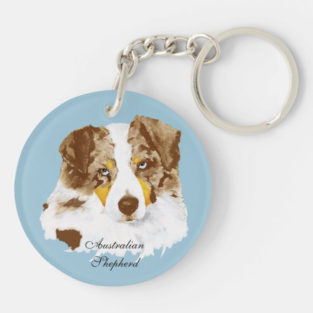 Australian Shepherd custom acrylic keychain (Back)