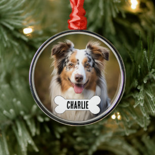 Australian Shepherd Custom Dog Photo and Name Metal Ornament