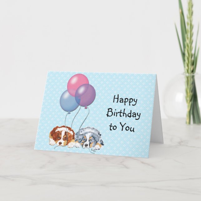 Australian Shepherd Custom Happy Birthday Card (Front)