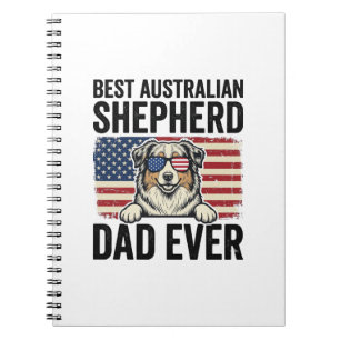 Australian Shepherd Dad Patriotic Vintage Notebook