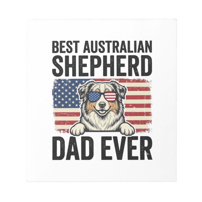 Australian Shepherd Dad Patriotic Vintage Notepad (Front)