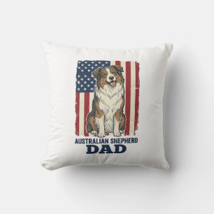 Australian Shepherd Dad Patriotic Vintage Vector D Cushion