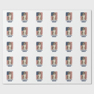 Australian Shepherd Dad Patriotic Vintage Vector D Wrapping Paper