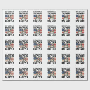 Australian Shepherd Dad Patriotic Vintage Wrapping Paper