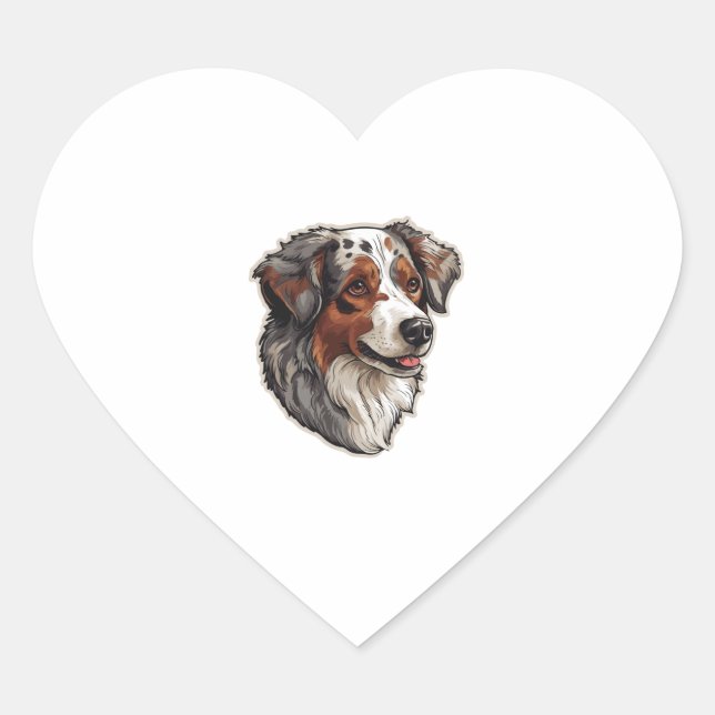 Australian shepherd Dog  1 Heart Sticker (Front)