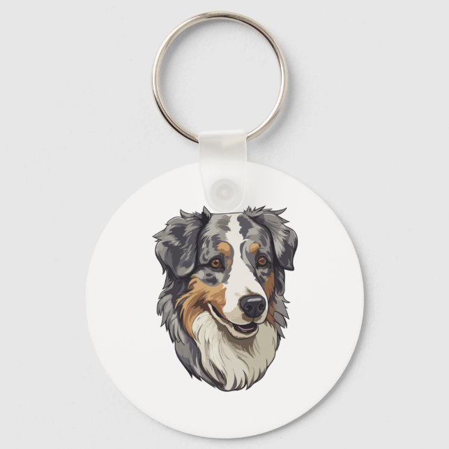 Australian shepherd Dog  3 Key Ring (Front)