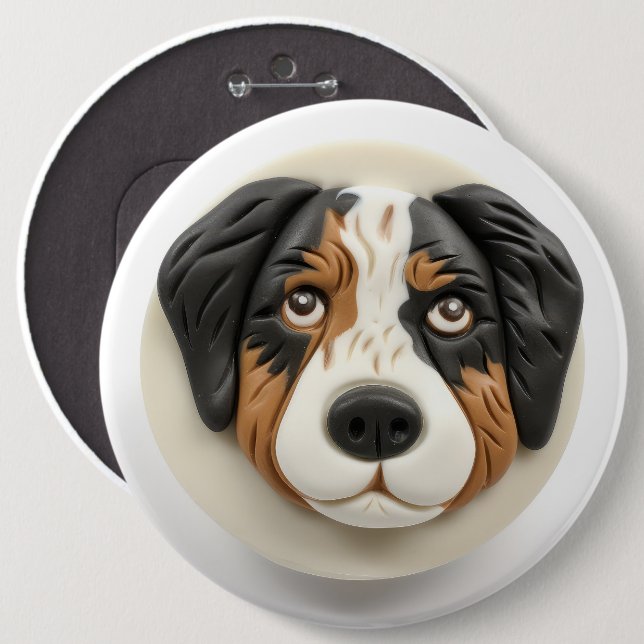 Australian Shepherd Dog 3D Inspired 6 Cm Round Badge (Front & Back)