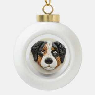 Australian Shepherd Dog 3D Inspired Ceramic Ball Christmas Ornament