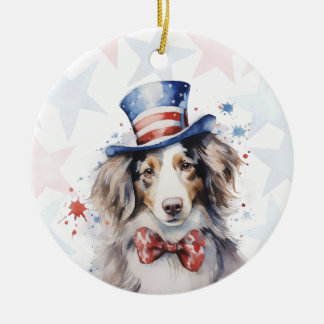 Australian shepherd Dog, 4th of july Personalised Ceramic Ornament