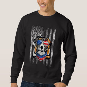 Australian Shepherd Dog American Flag Patriotic 4t Sweatshirt