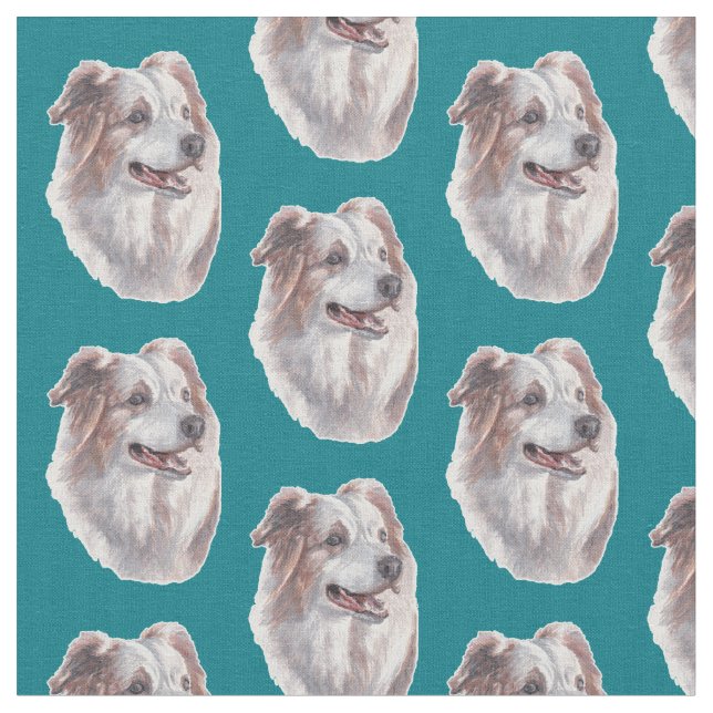 Australian Shepherd Dog Art Fabric (Close Up)