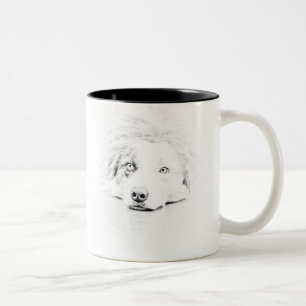 Australian Shepherd dog art Two-Tone Coffee Mug