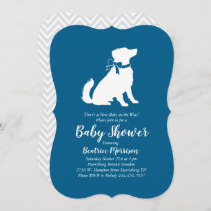 Australian Shepherd Dog Baby Shower Blue Boy Invitation