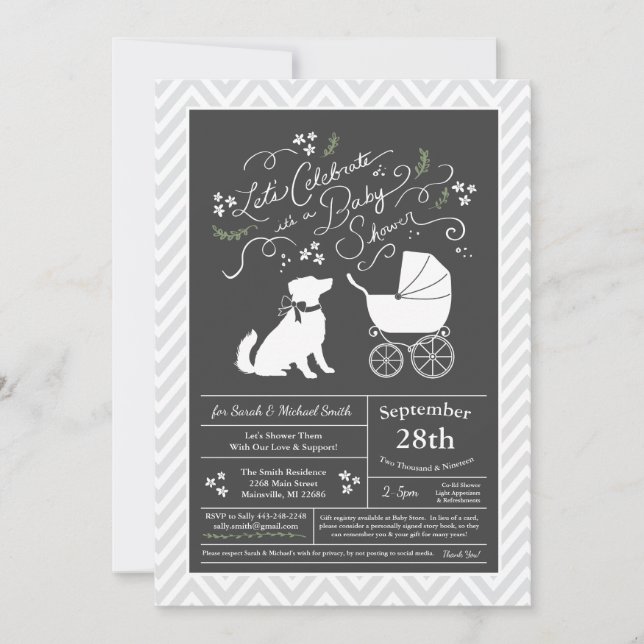 Australian Shepherd Dog Baby Shower Gender Neutral Invitation (Front)