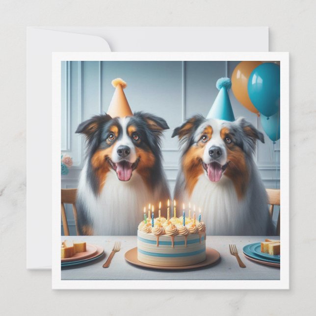 Australian Shepherd, Dog birthday card, Dog  Invitation (Front)