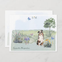 Australian Shepherd Dog Butterfly Monogram Name