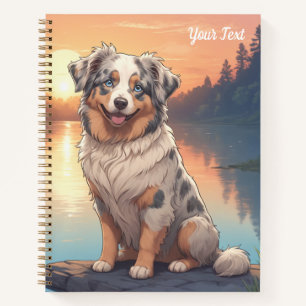 Australian Shepherd Dog by Lake Notebook