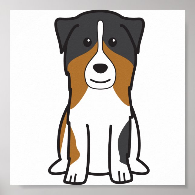 Australian Shepherd Dog Cartoon Poster (Front)