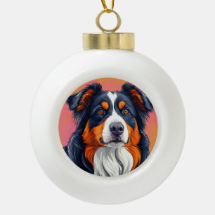 Australian Shepherd dog Ceramic Ball Christmas Ornament