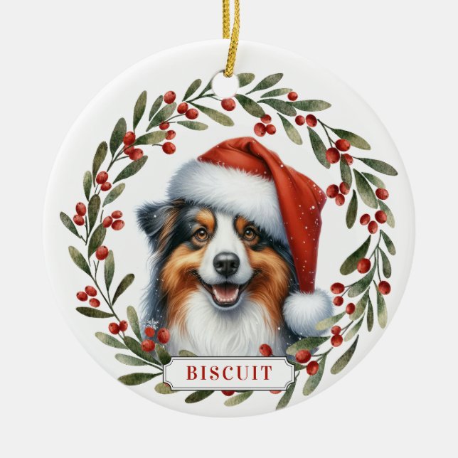 Australian Shepherd Dog Ceramic Circle Ornament (Front)