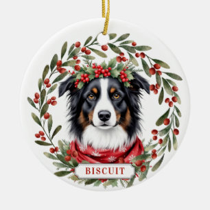 Australian Shepherd Dog Ceramic Circle Ornament