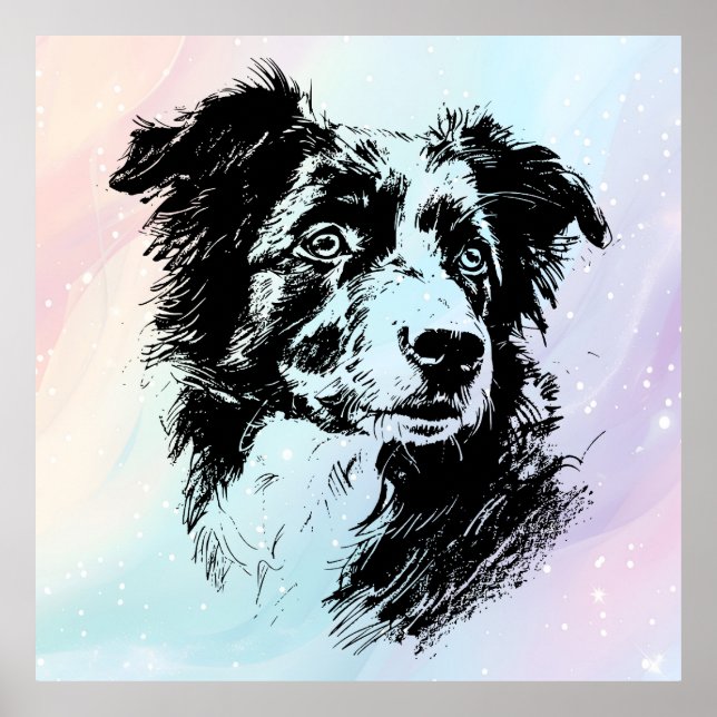 Australian Shepherd Dog Chic Art Design Poster (Front)
