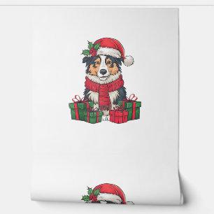 Australian Shepherd Dog Christmas Parties Holiday  Wallpaper