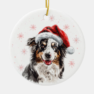 Australian Shepherd Dog Christmas Personalized Ceramic Ornament