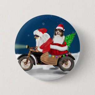 Australian Shepherd Dog Christmas Santa Claus 6 Cm Round Badge