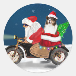 Australian Shepherd Dog Christmas Santa Claus  Classic Round Sticker