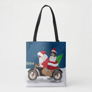 Australian Shepherd Dog Christmas Santa Claus Tote Bag