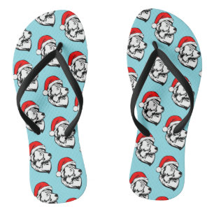 Australian Shepherd Dog Christmas Santa Hat Thongs