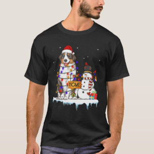 Australian Shepherd Dog Christmas Snowman Xmas Lig T-Shirt