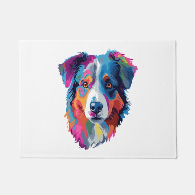 Australian Shepherd Dog Colourful 3 Doormat (Front)