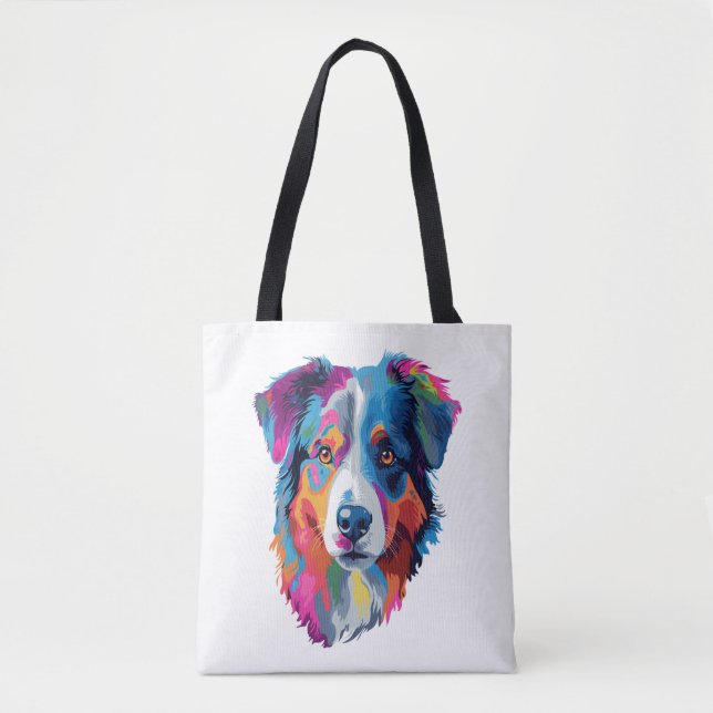 Australian Shepherd Dog Colourful 3 Tote Bag (Front)