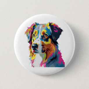 Australian Shepherd Dog Colourful 5 6 Cm Round Badge