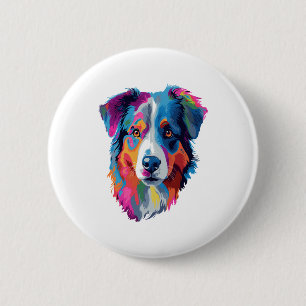 Australian Shepherd Dog Colourful 6 Cm Round Badge