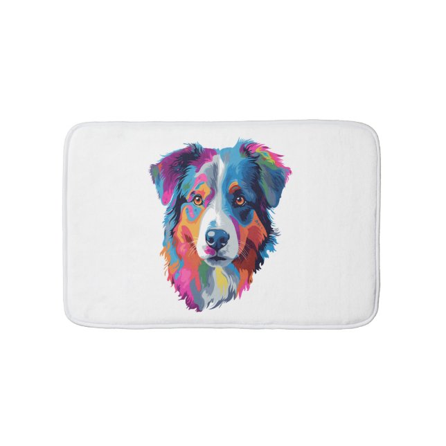 Australian Shepherd Dog Colourful  Bath Mat (Front)