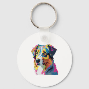 Australian Shepherd Dog Colourful Key Ring
